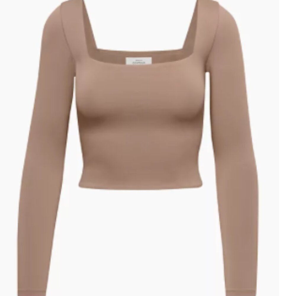 Aritzia Babaton Contour Squareneck Longsleeve in Taupe